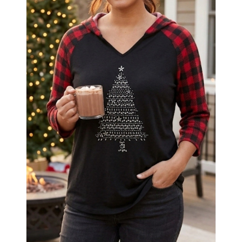 Magical Season Christmas T-Shirt XL Women's Long Sleeve Pullover Black Christmas